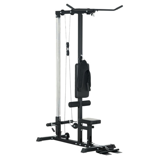 LAT Pulldown Machine with Dual Pulley – Adjustable Seat, Full Back & Arm Workout – Space-Saving Home Gym Station