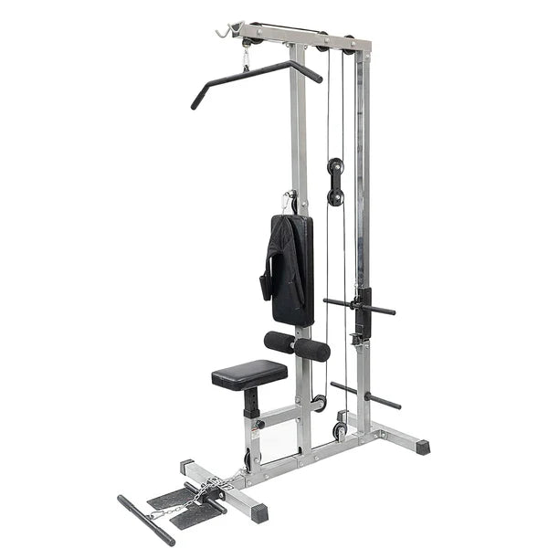 LAT Pulldown Machine with Dual Pulley – Adjustable Seat, Full Back & Arm Workout – Space-Saving Home Gym Station