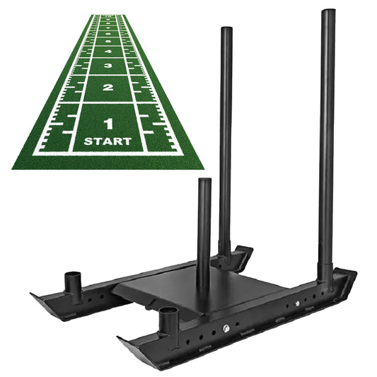Heavy Duty Push & Pull Sled – Commercial Steel Power Sled for Strength, Speed & Agility Training | Optional Handles, Rope, Sprint Mat | Compact Conditioning Equipment