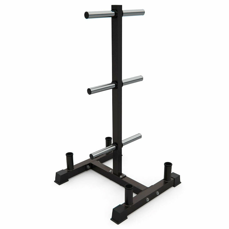 3-Tier Olympic Weight Plate Tree & Barbell Rack – Heavy-Duty Steel, 200kg Capacity – Compact, Scratch-Resistant Home Gym Stand