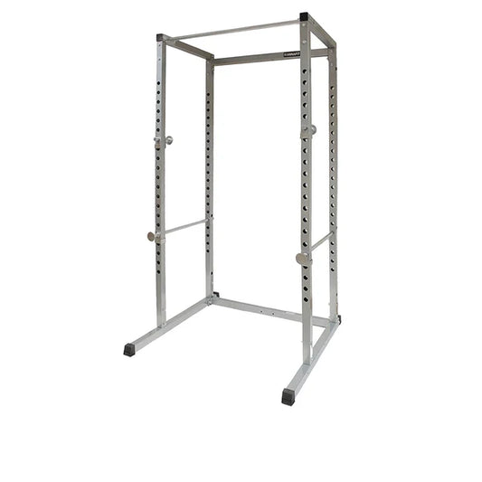 Metal power rack on a white background