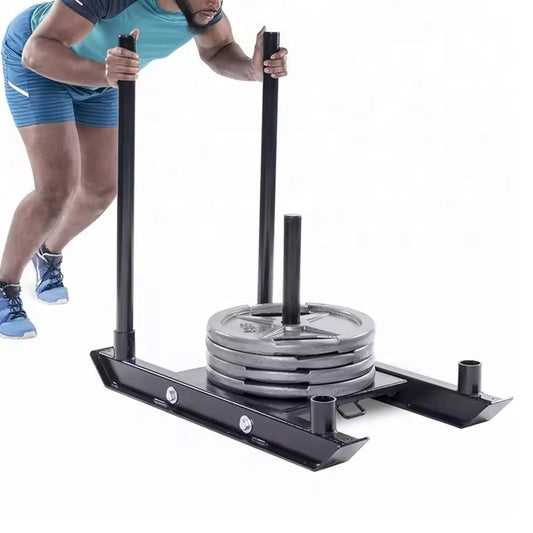 Heavy Duty Push & Pull Sled – Commercial Steel Power Sled for Strength, Speed & Agility Training | Optional Handles, Rope, Sprint Mat | Compact Conditioning Equipment