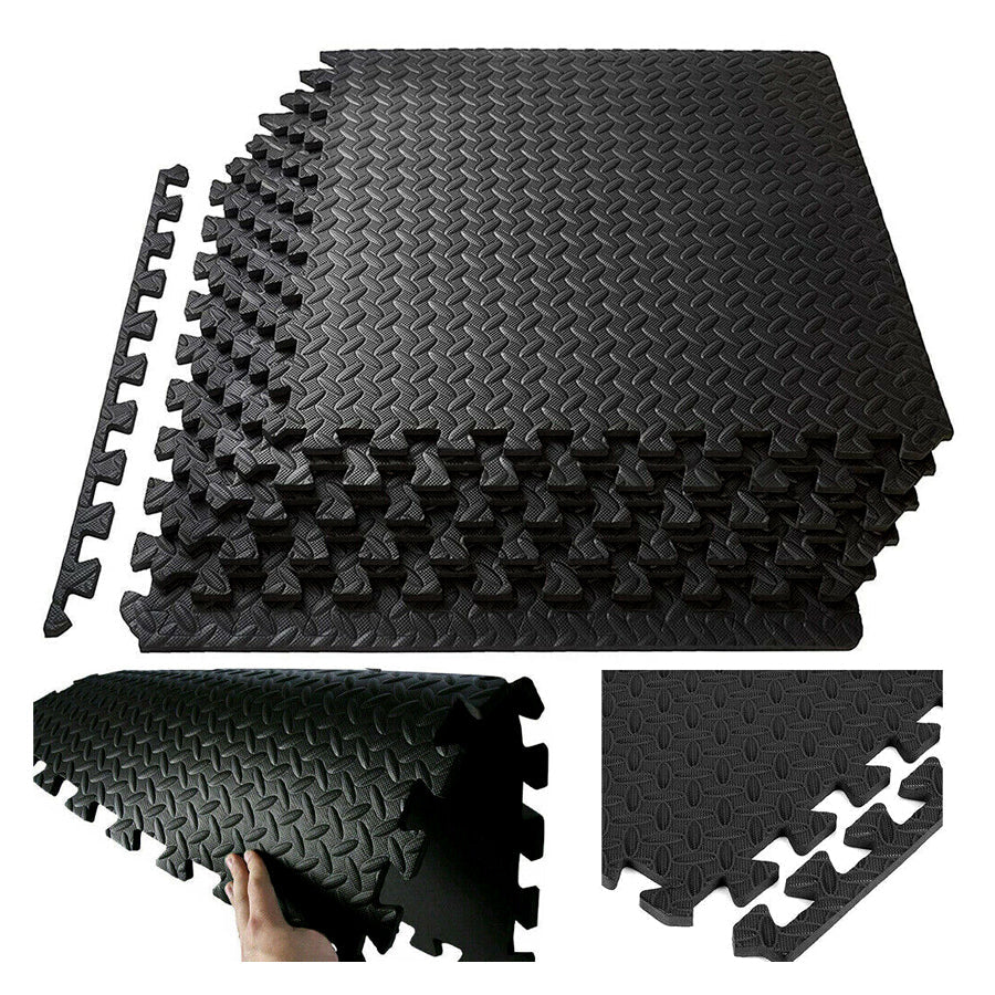 Interlocking Puzzle Exercise Mat – 10mm EVA Foam Tiles, Shock-Absorbing & Non-Slip – Waterproof Home Gym Floor Protection