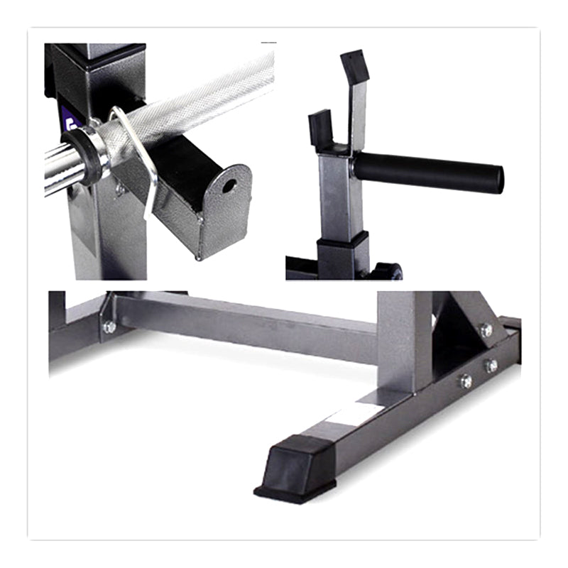 Half Squat Rack – Adjustable Barbell Stand with Dip Station & Spotters – 200kg Steel Frame for Home Gym Strength Training