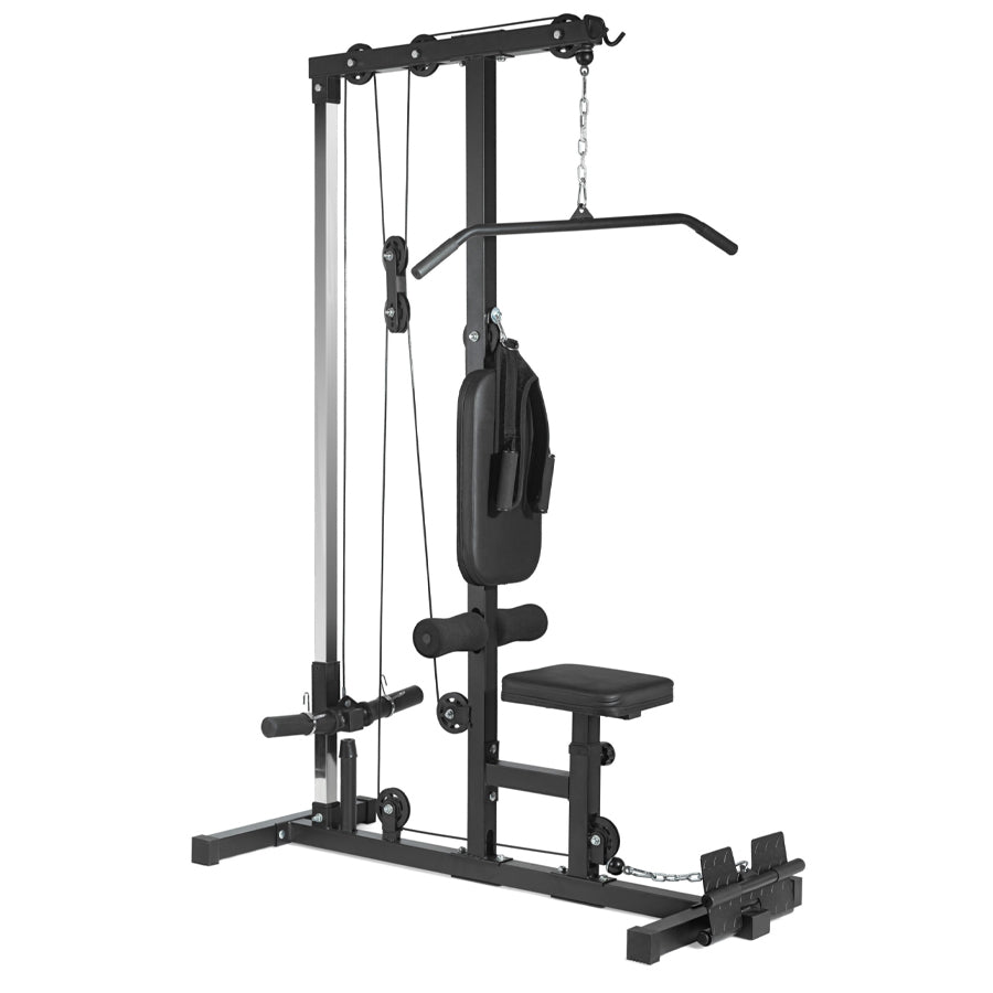 LAT Pulldown Machine with Dual Pulley – Adjustable Seat, Full Back & Arm Workout – Space-Saving Home Gym Station