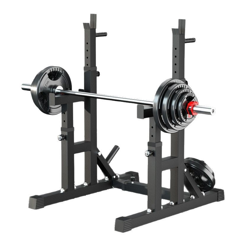 Adjustable Squat & Bench Press Rack with Spotters & Dip Bars – Heavy-Duty Barbell Stand for Home Gym Strength Training