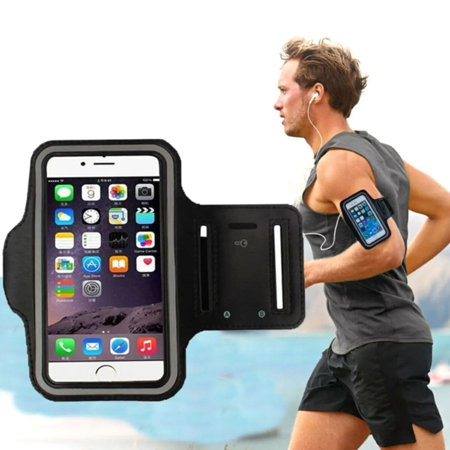 Sports Armband Phone Holder – Sweat-Resistant, Touchscreen Sleeve with Card Slot – Adjustable Fit for iPhone & Samsung