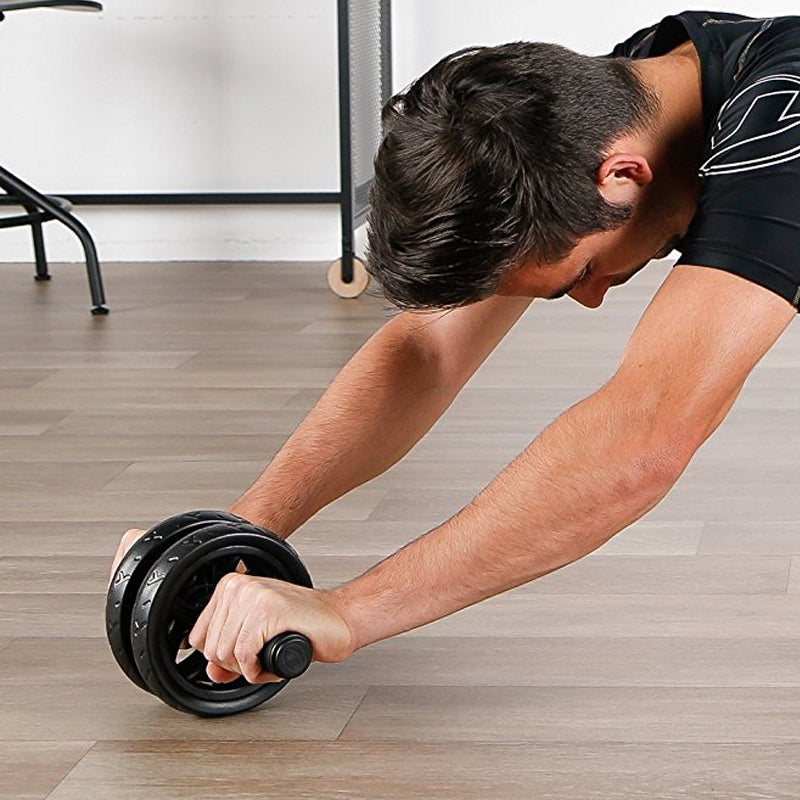 Double-Wheel Ab Roller with Rebound Design – Silent Non-Slip Wheels, Adjustable Band & Knee Pad – Core Trainer for Home Workouts