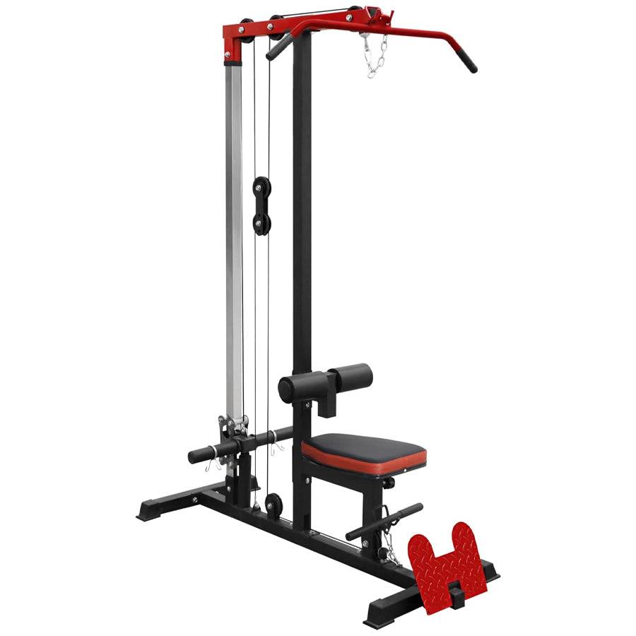 LAT Pulldown Machine with Dual Pulley – Adjustable Seat, Full Back & Arm Workout – Space-Saving Home Gym Station