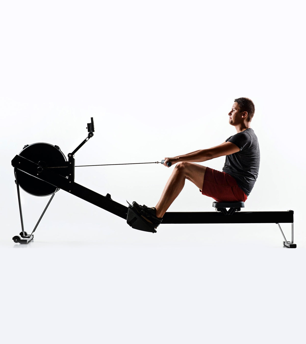Rowing Machine for Home Use – 10-Level Adjustable Air Resistance Rower with Ergonomic Seat, Aluminum Slide Rail & LCD Display for Cardio & Full-B