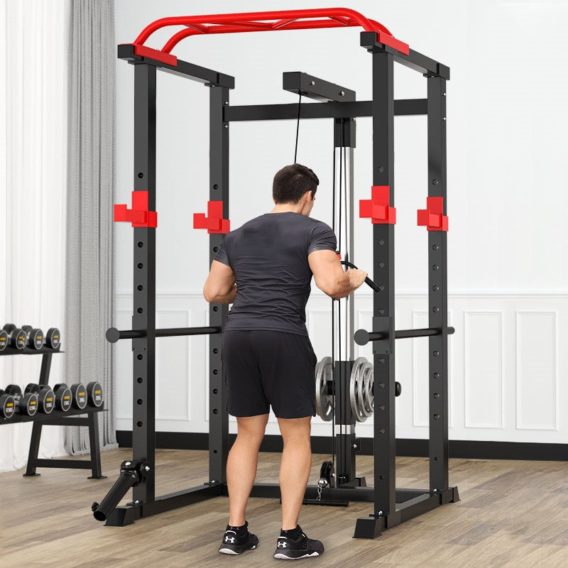Professional Power Multi Cage with Pulley System – Adjustable Strength Rack with Pull-Up Bar & Spotters – Commercial-Grade Home Gym Station