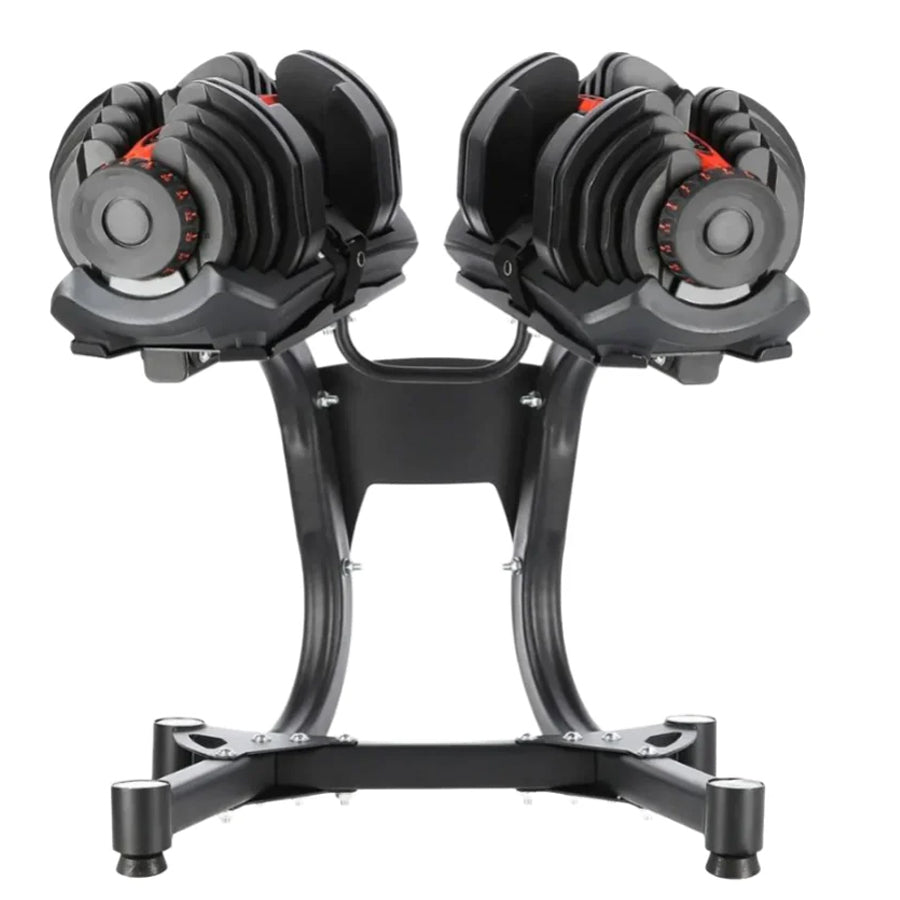 Adjustable Dumbbell Stand with Safety Strap – Compact Rack for 24kg & 40kg Dumbbells – Space-Saving, Sturdy Home Gym Storage