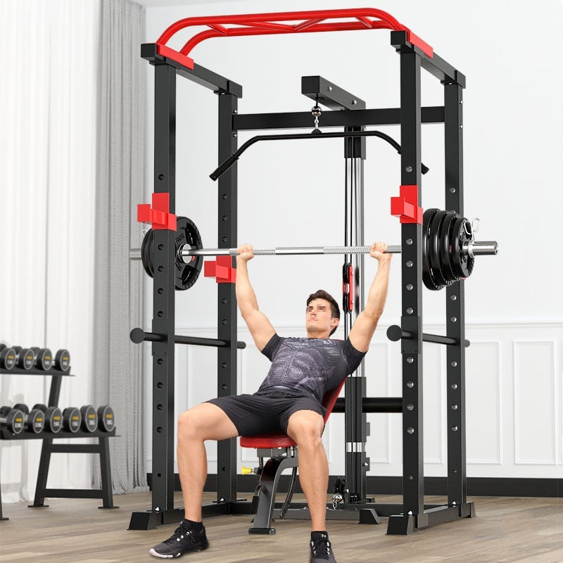 Professional Power Multi Cage with Pulley System – Adjustable Strength Rack with Pull-Up Bar & Spotters – Commercial-Grade Home Gym Station
