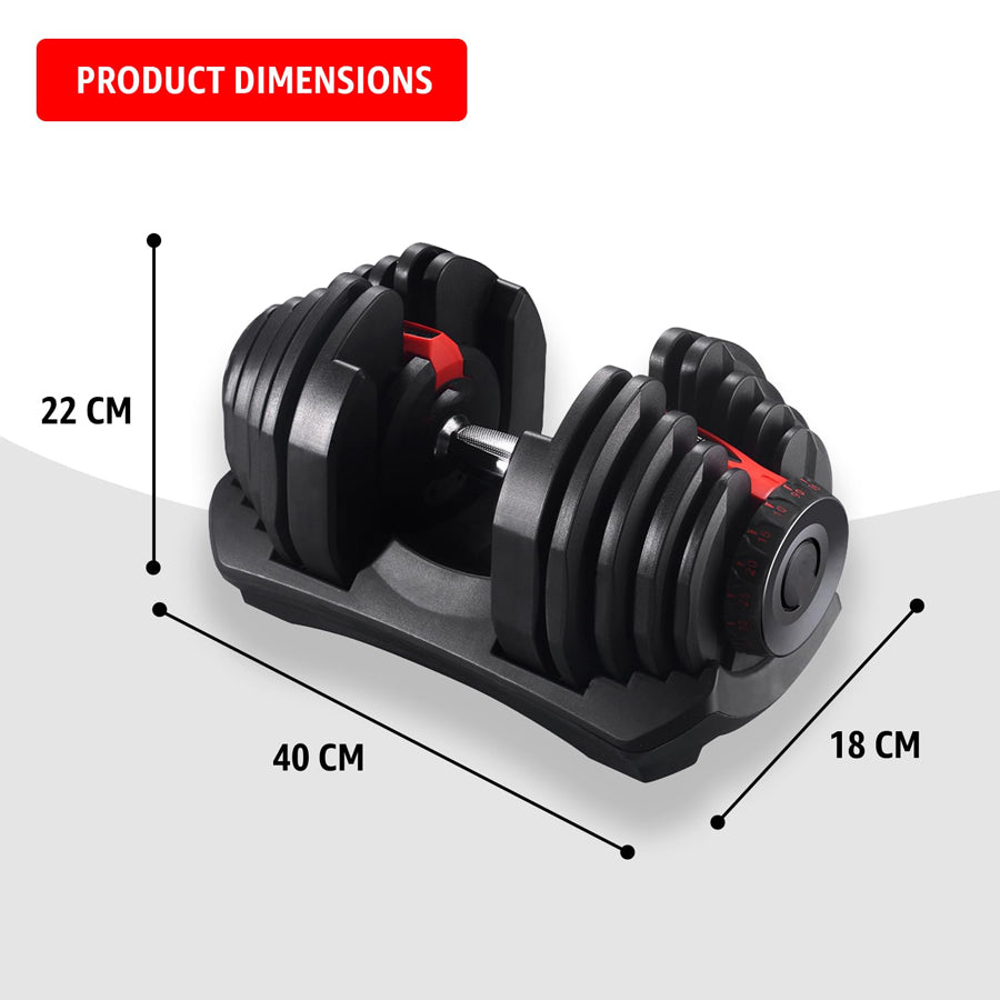 40kg Adjustable Dumbbell 17-in-1 – Quick Dial Weights for Home Gym – Non-Slip Handle – Full Body Strength Training