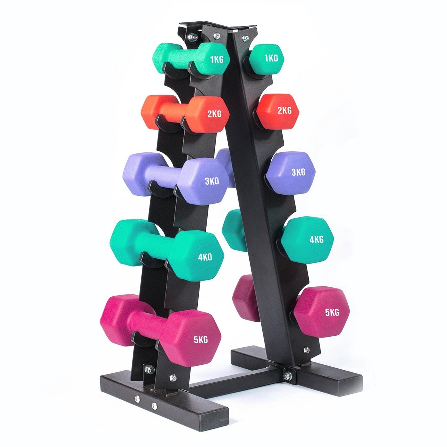 Neoprene Dumbbell Tree Rack – 3-Tier or 5-Tier Steel Stand for Home Gym – Space-Saving Holder for Neoprene & Vinyl Weights