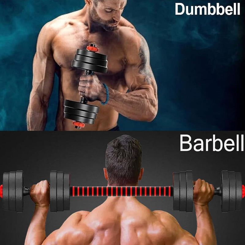 2-in-1 Adjustable Dumbbells & Barbell Set – 20kg/25kg/30kg | Strength Training Weight Kit with Connecting Rod & Anti-Slip Grip | Home Gym Equipment for Men & Women