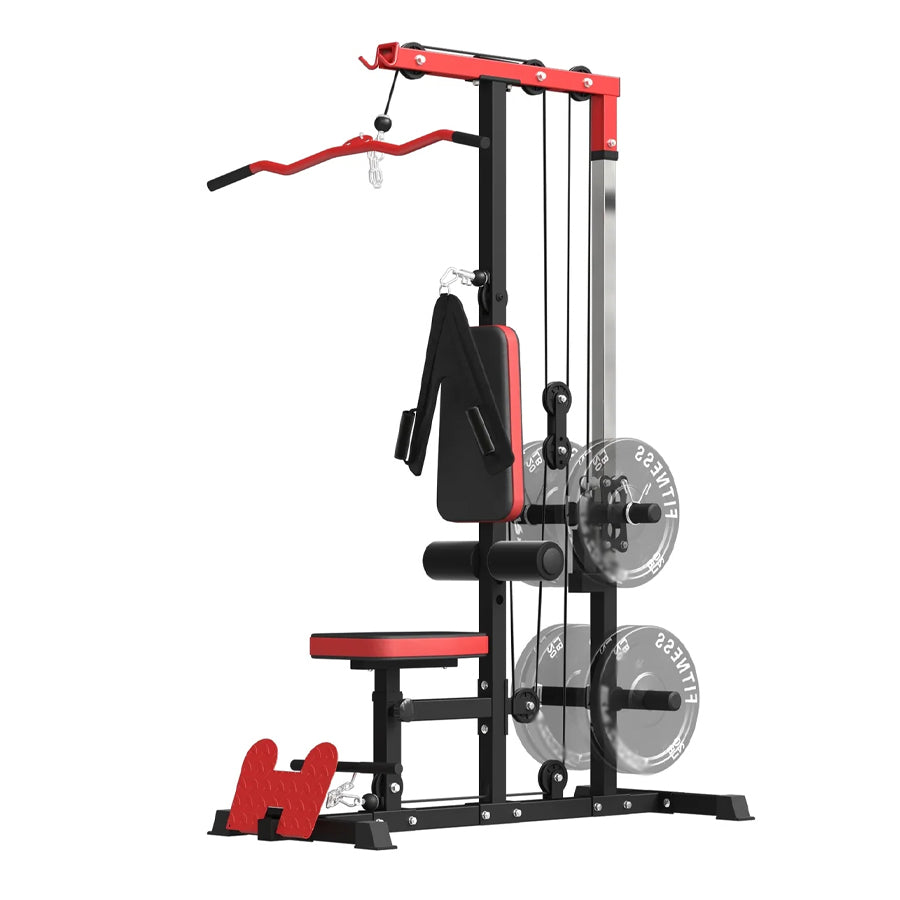 LAT Pulldown Machine with Dual Pulley – Adjustable Seat, Full Back & Arm Workout – Space-Saving Home Gym Station