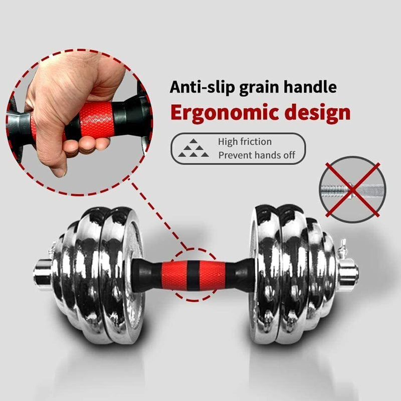 20kg Adjustable Dumbbell Barbell Set – 2-in-1 Steel Home Gym Weight Kit with Cast Iron Plates
