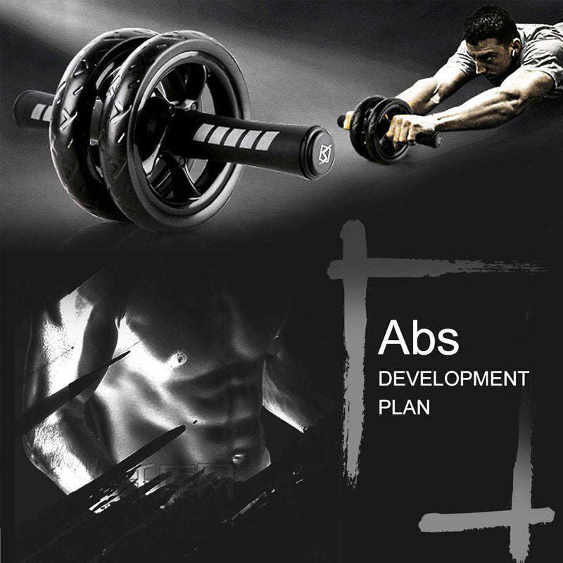 Double-Wheel Ab Roller with Rebound Design – Silent Non-Slip Wheels, Adjustable Band & Knee Pad – Core Trainer for Home Workouts