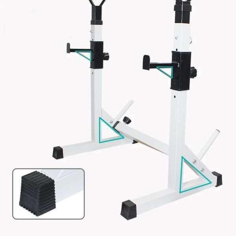 Adjustable Squat & Bench Press Rack with Spotters & Dip Bars – Heavy-Duty Barbell Stand for Home Gym Strength Training