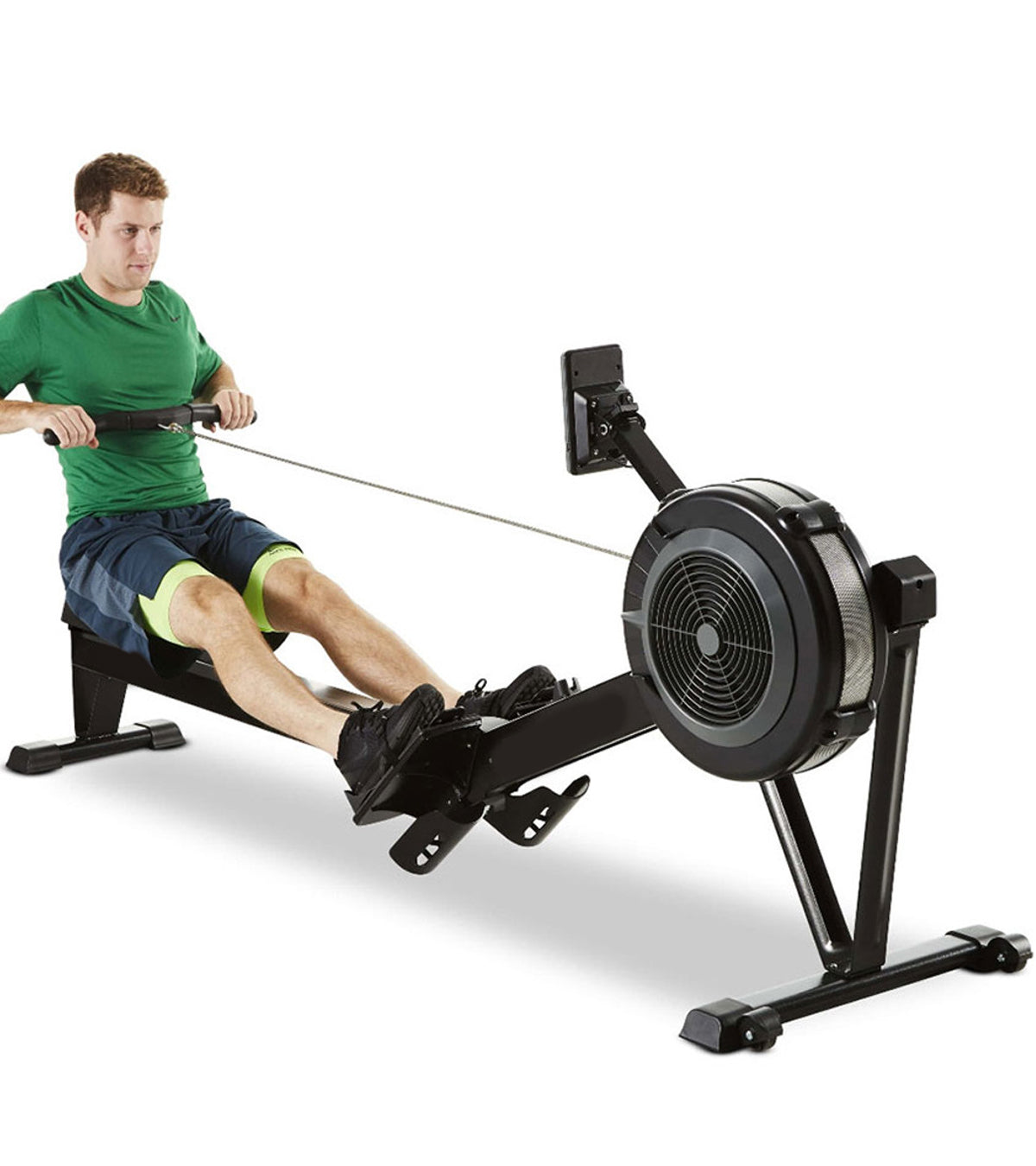 Rowing Machine for Home Use – 10-Level Adjustable Air Resistance Rower with Ergonomic Seat, Aluminum Slide Rail & LCD Display for Cardio & Full-B