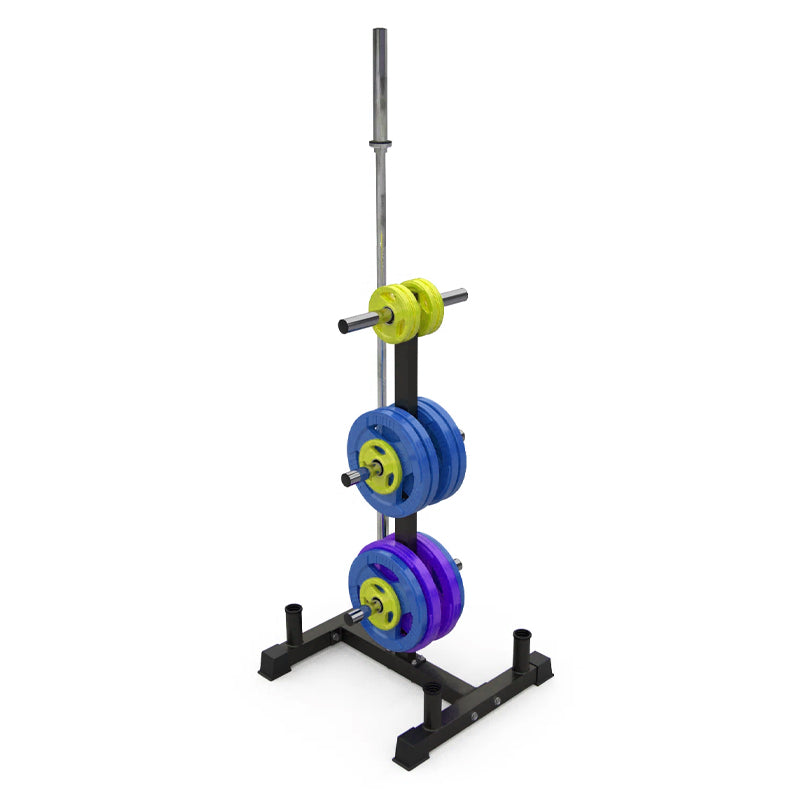 3-Tier Olympic Weight Plate Tree & Barbell Rack – Heavy-Duty Steel, 200kg Capacity – Compact, Scratch-Resistant Home Gym Stand