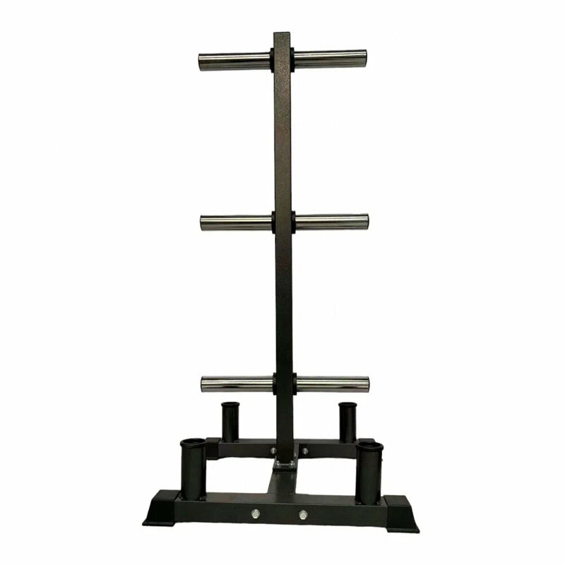 3-Tier Olympic Weight Plate Tree & Barbell Rack – Heavy-Duty Steel, 200kg Capacity – Compact, Scratch-Resistant Home Gym Stand