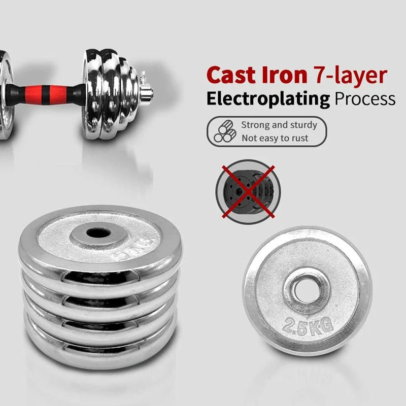 20kg Adjustable Dumbbell Barbell Set – 2-in-1 Steel Home Gym Weight Kit with Cast Iron Plates