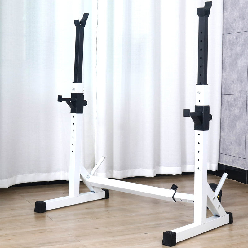 Adjustable Squat & Bench Press Rack with Spotters & Dip Bars – Heavy-Duty Barbell Stand for Home Gym Strength Training