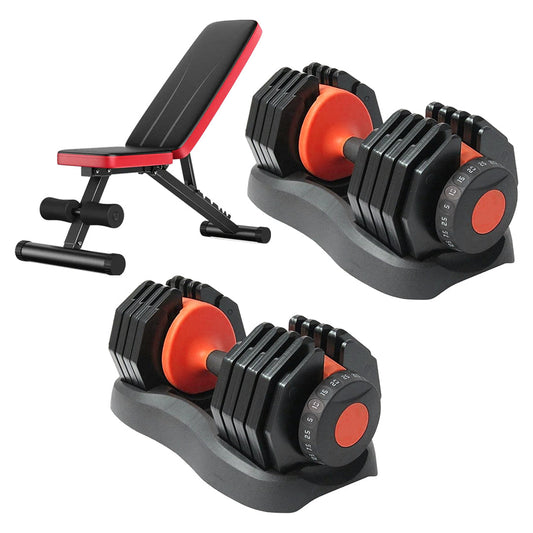 25kg Adjustable Dumbbell – 10-in-1 Weight Set | Quick Dial System, Safety Lock & Non-Slip Handle | Space-Saving Strength Training Dumbbell for Home Gym Workouts
