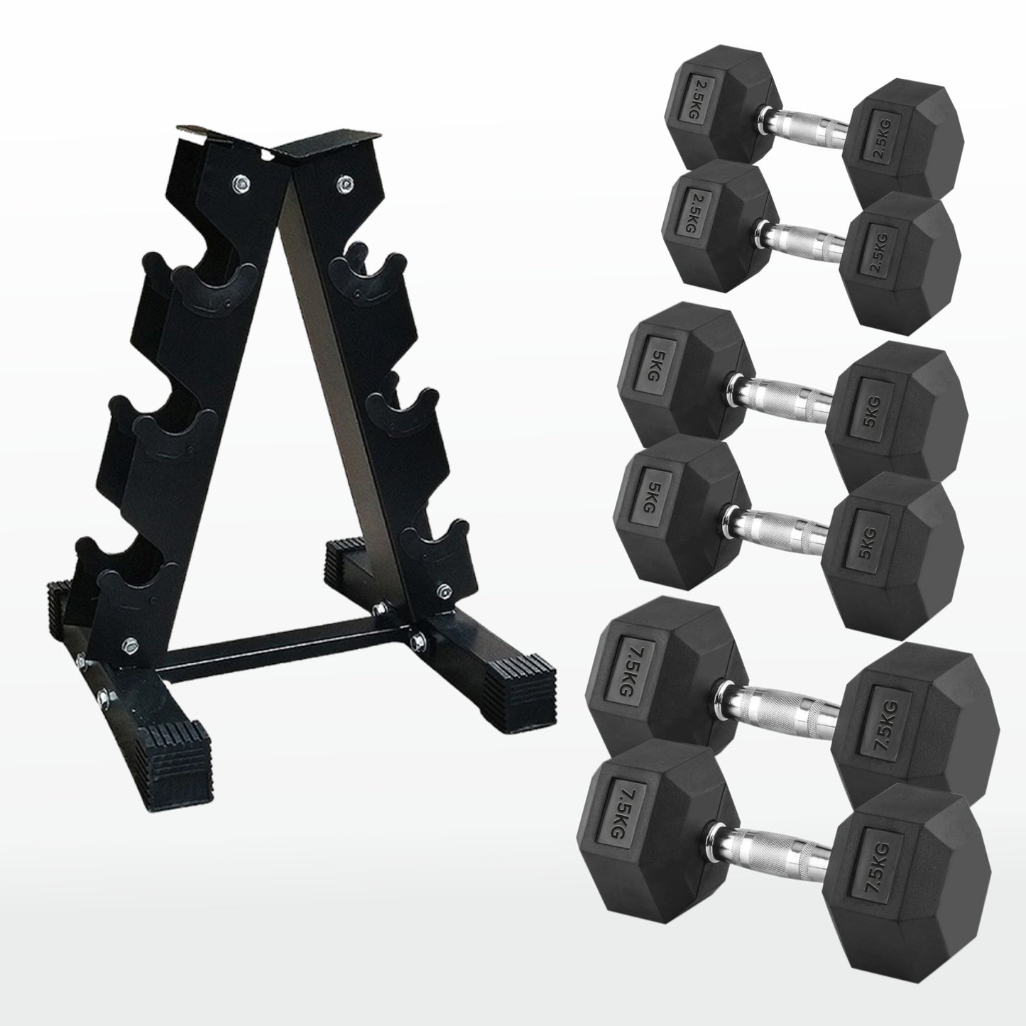 Premium Hex Dumbbells – Rubber Coated Free Weights with Anti-Roll Design, Professional-Grade for Strength Training in Home Gym Setups