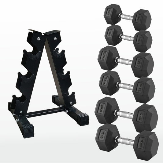 Premium Hex Dumbbells – Rubber Coated Free Weights with Anti-Roll Design, Professional-Grade for Strength Training in Home Gym Setups