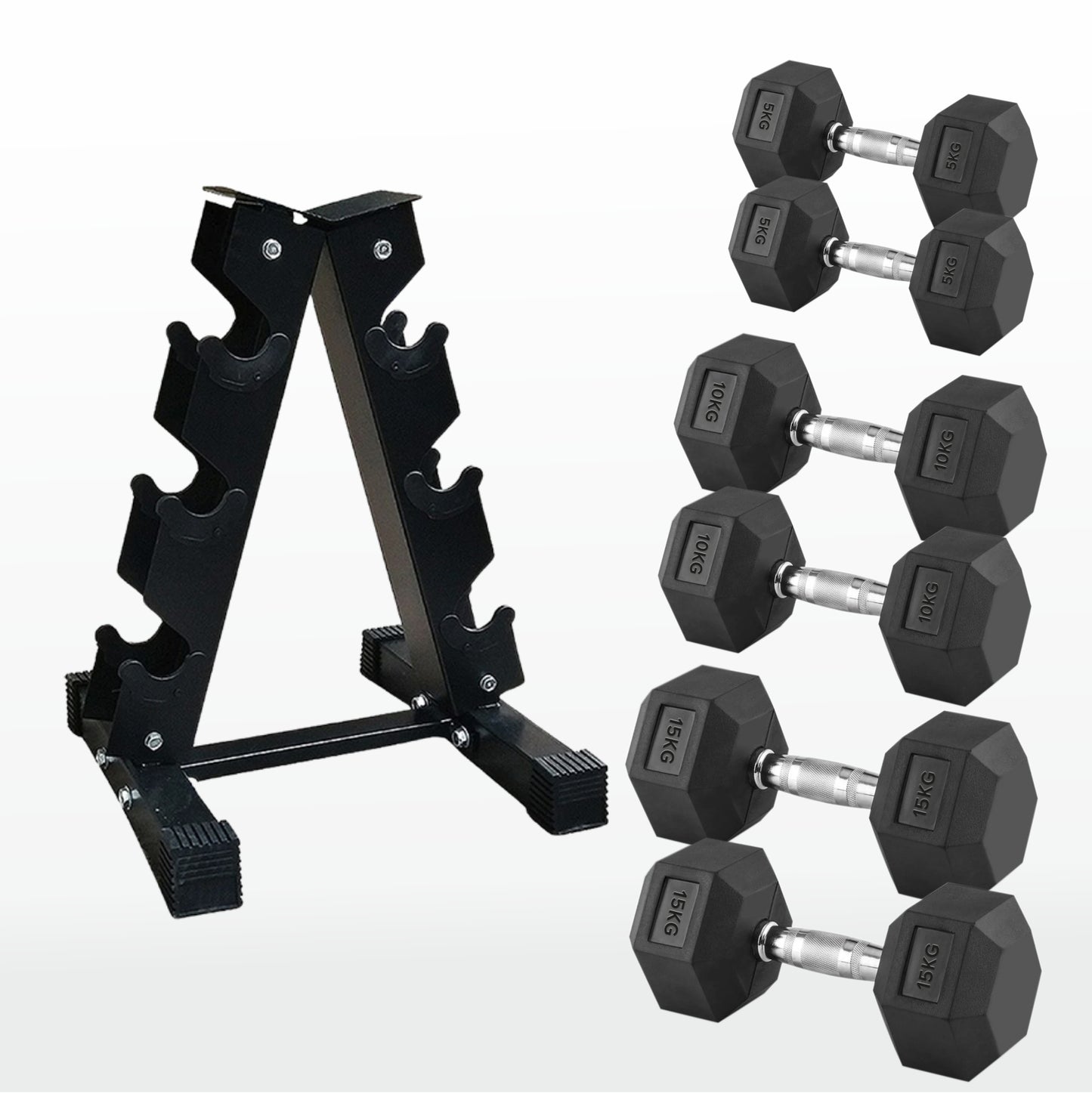 Premium Hex Dumbbells – Rubber Coated Free Weights with Anti-Roll Design, Professional-Grade for Strength Training in Home Gym Setups