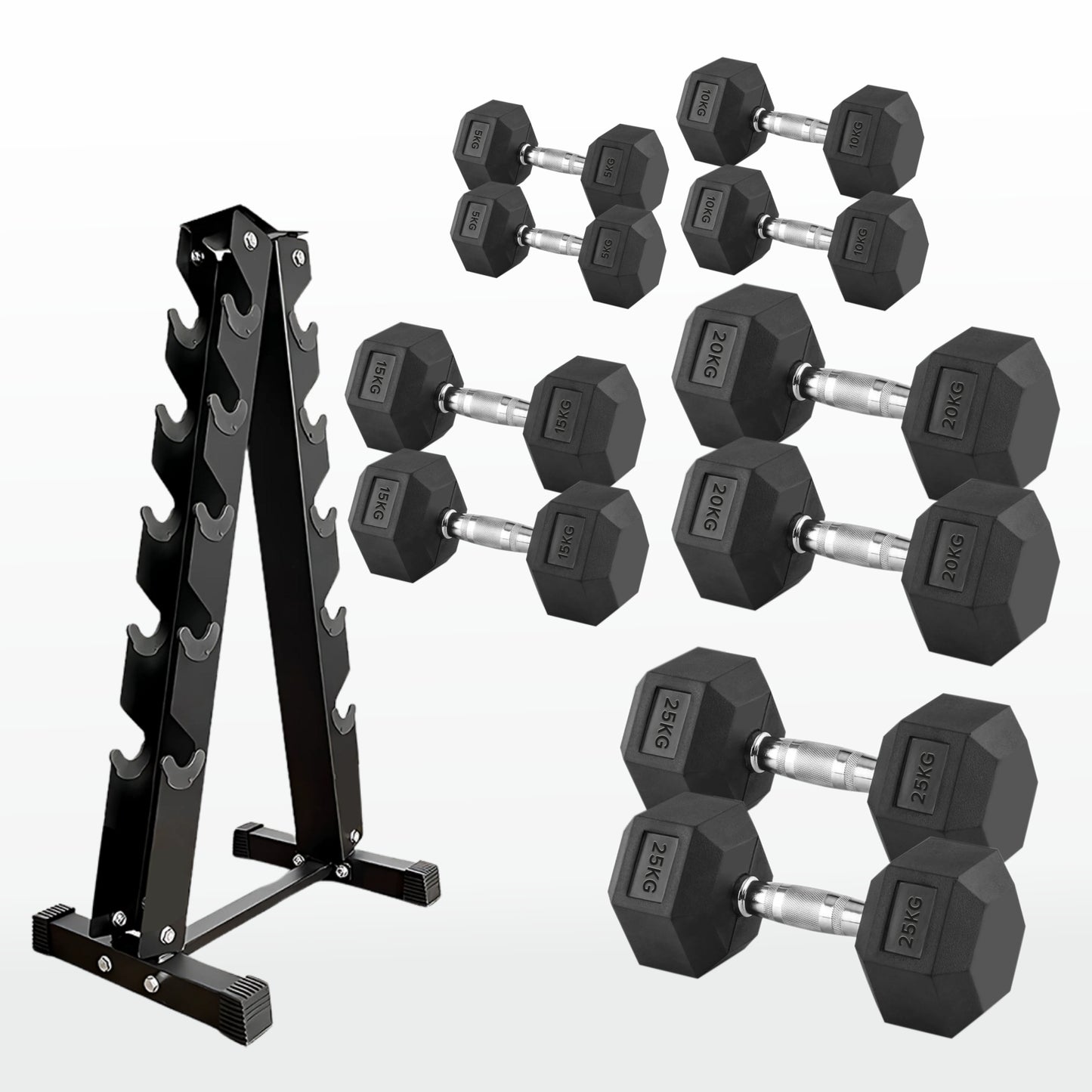 Premium Hex Dumbbells – Rubber Coated Free Weights with Anti-Roll Design, Professional-Grade for Strength Training in Home Gym Setups