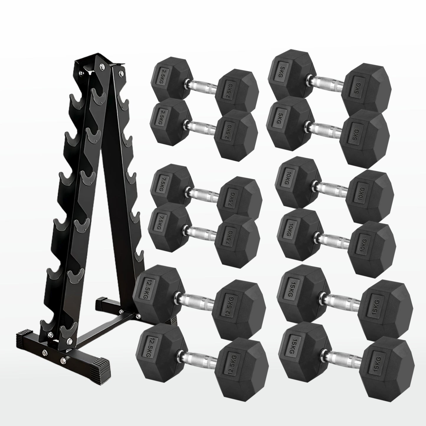Premium Hex Dumbbells – Rubber Coated Free Weights with Anti-Roll Design, Professional-Grade for Strength Training in Home Gym Setups