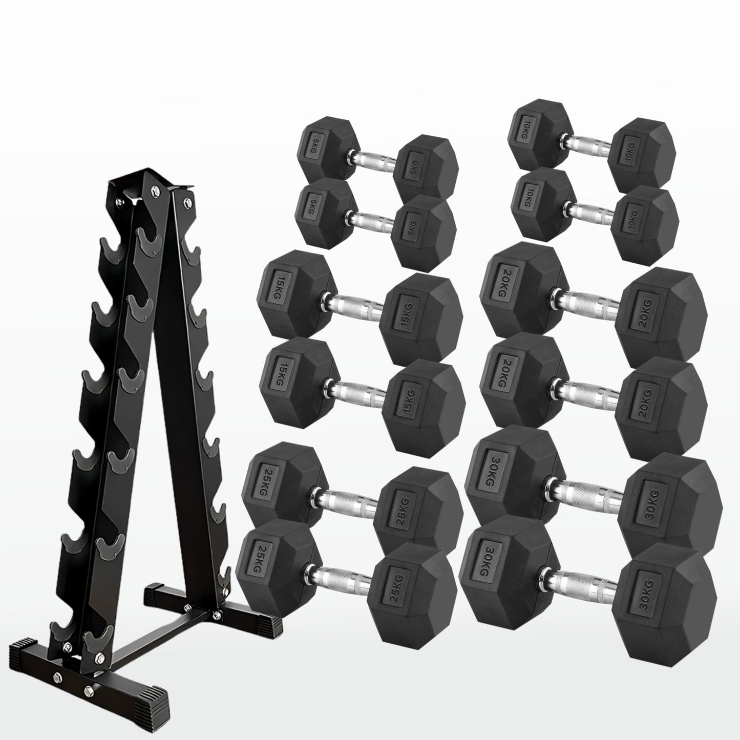 Premium Hex Dumbbells – Rubber Coated Free Weights with Anti-Roll Design, Professional-Grade for Strength Training in Home Gym Setups