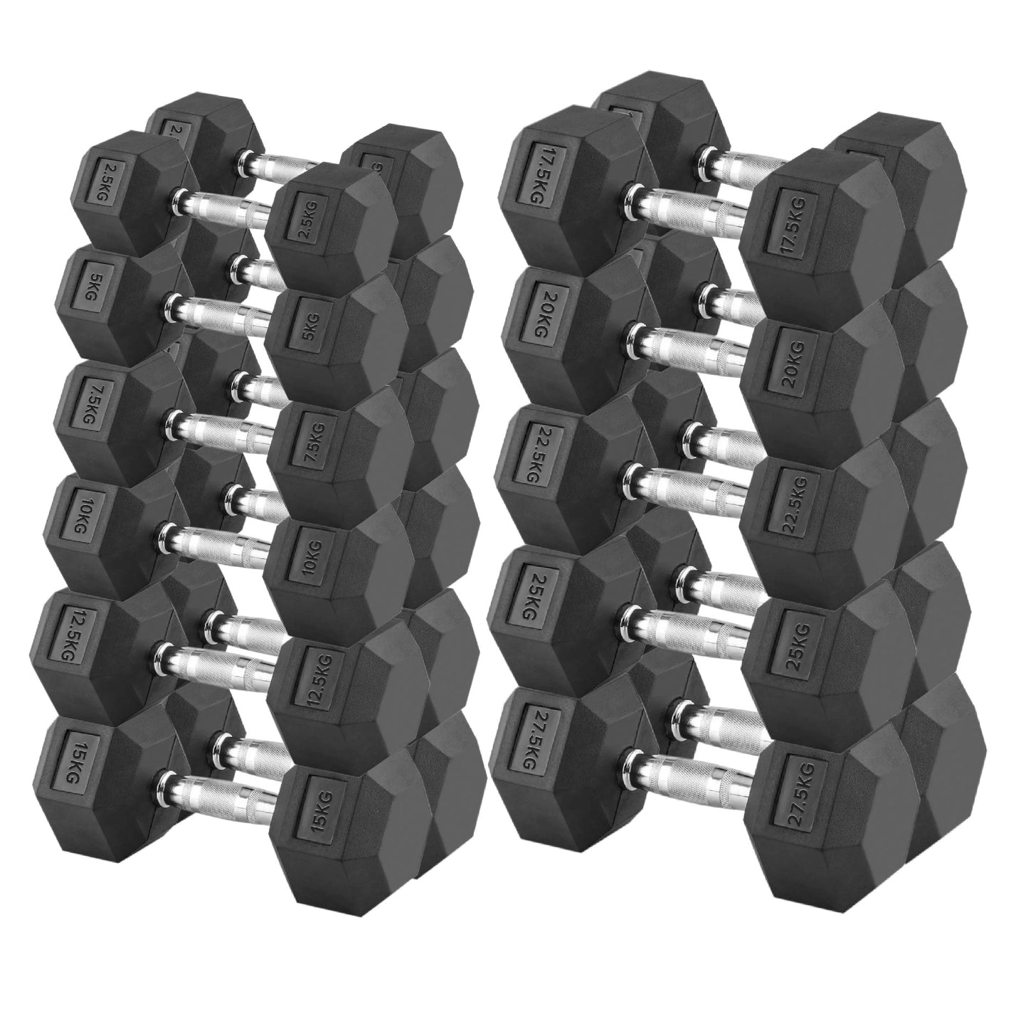 Premium Hex Dumbbells – Rubber Coated Free Weights with Anti-Roll Design, Professional-Grade for Strength Training in Home Gym Setups