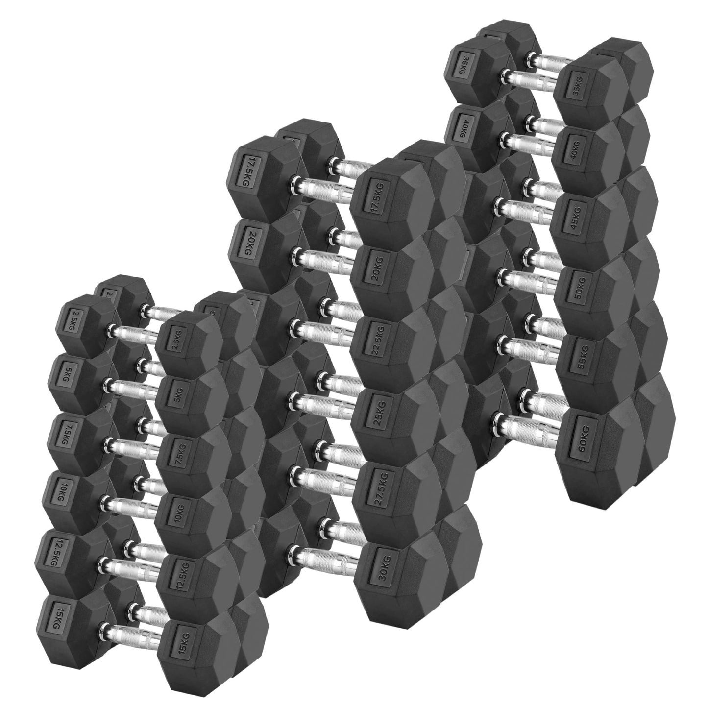 Premium Hex Dumbbells – Rubber Coated Free Weights with Anti-Roll Design, Professional-Grade for Strength Training in Home Gym Setups