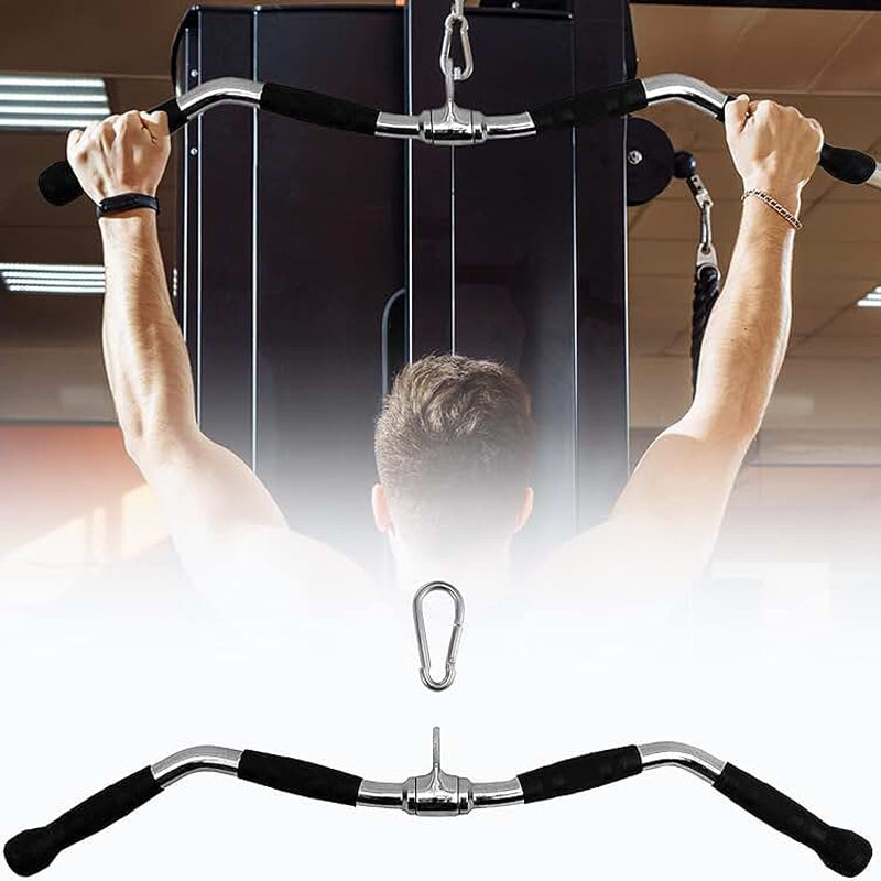 Cable Machine Attachments for Home Gym | Tricep Rope, V Bar, Curl & Lat Pull Down Bars | Heavy Duty Steel Grips with Carabiner Clips for Multi Gym Training