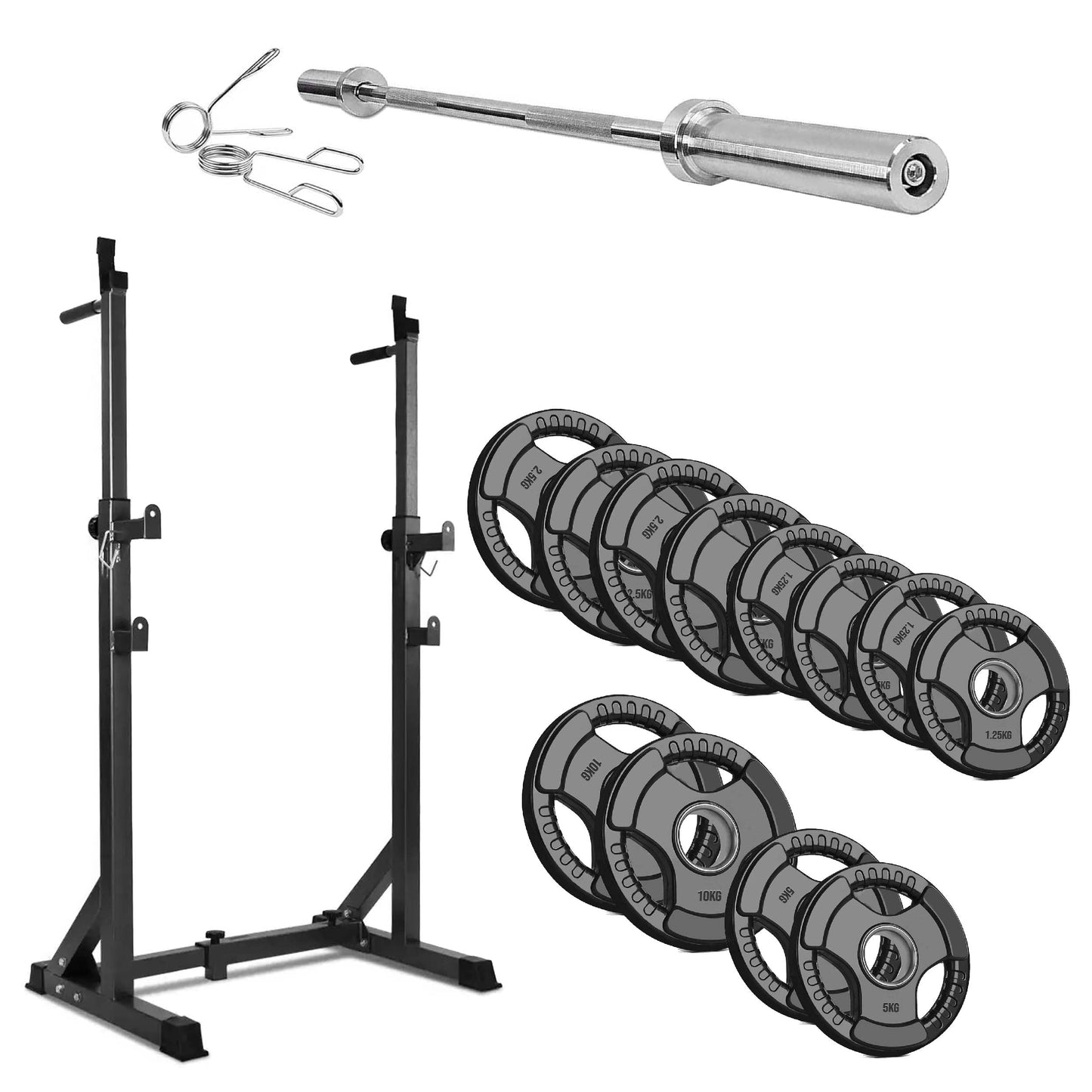 Half Squat Rack – Adjustable Barbell Stand with Dip Station & Spotters – 200kg Steel Frame for Home Gym Strength Training