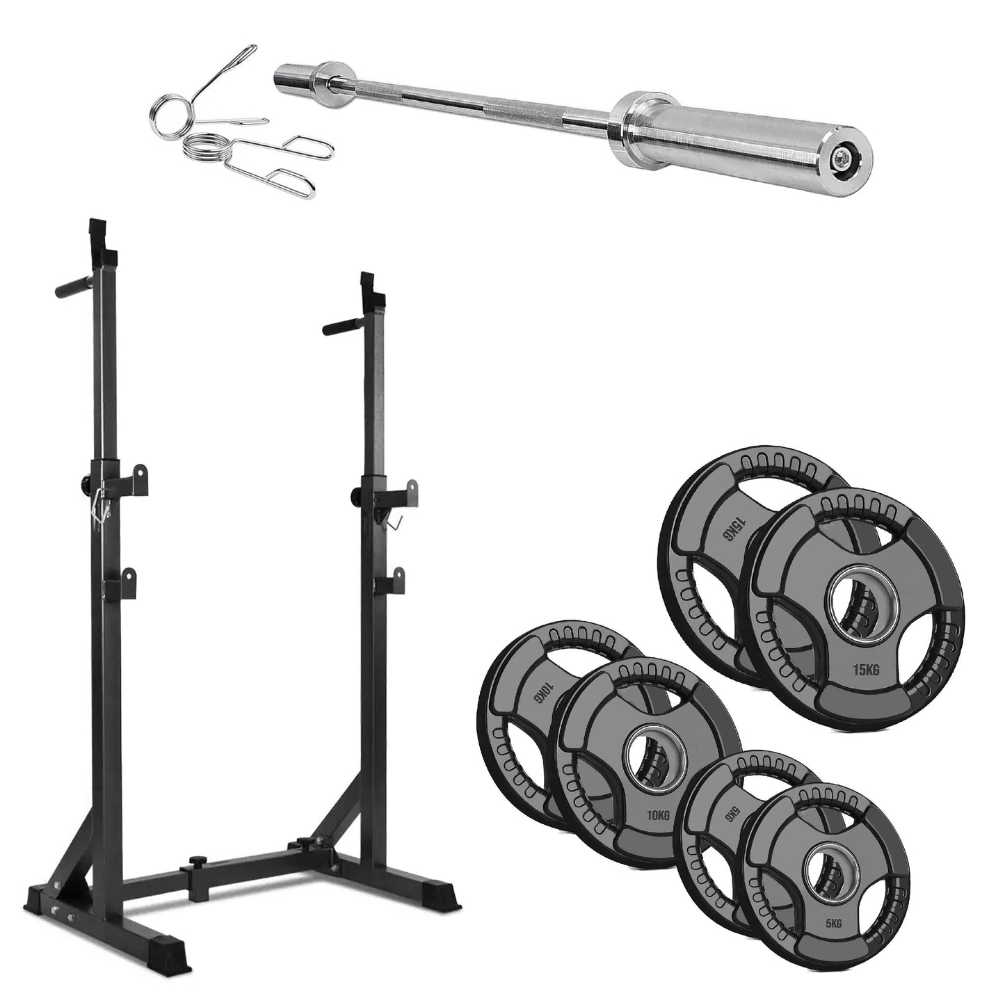 Half Squat Rack – Adjustable Barbell Stand with Dip Station & Spotters – 200kg Steel Frame for Home Gym Strength Training