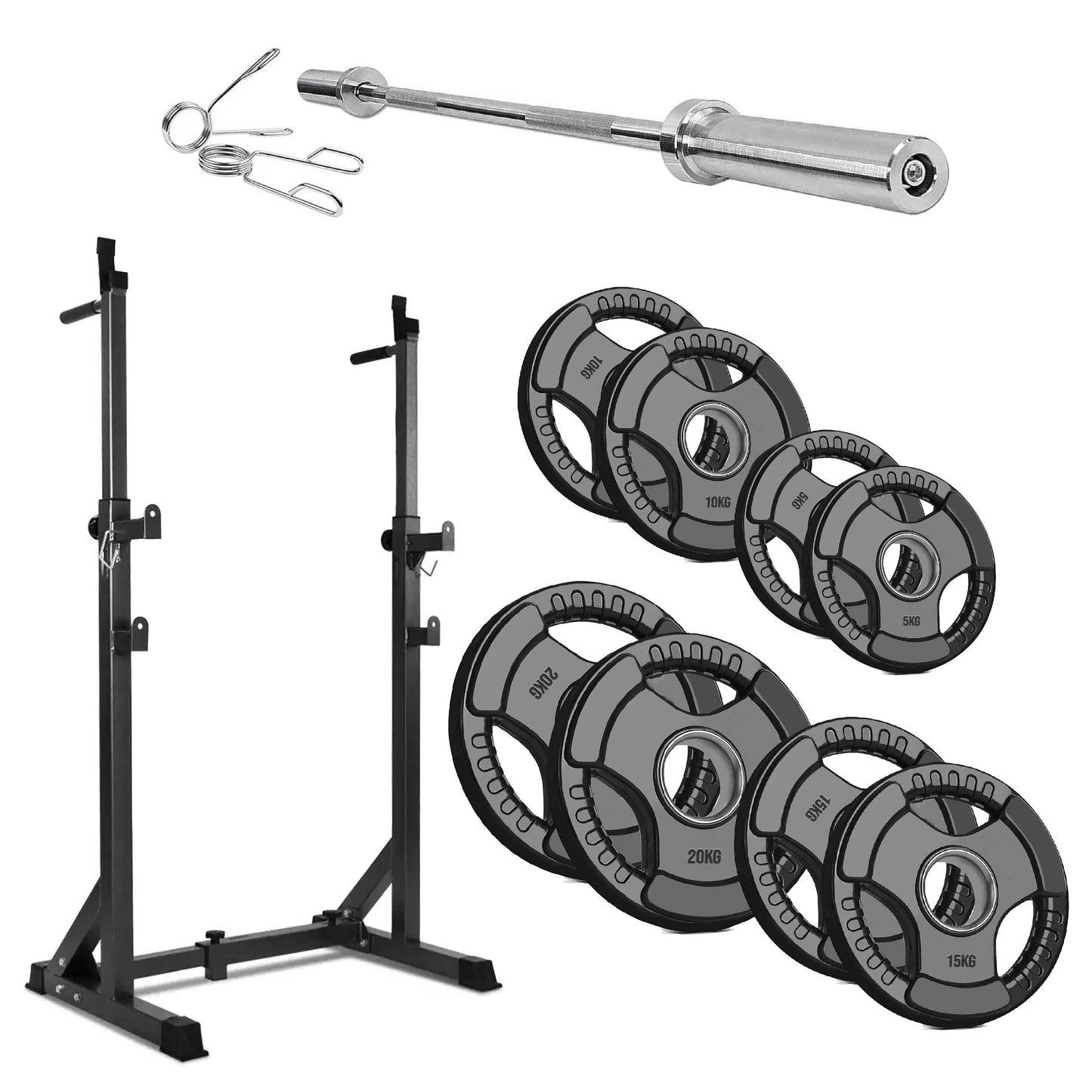 Half Squat Rack – Adjustable Barbell Stand with Dip Station & Spotters – 200kg Steel Frame for Home Gym Strength Training
