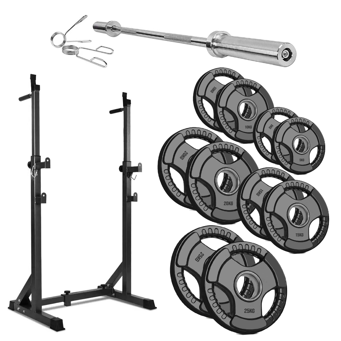 Half Squat Rack – Adjustable Barbell Stand with Dip Station & Spotters – 200kg Steel Frame for Home Gym Strength Training