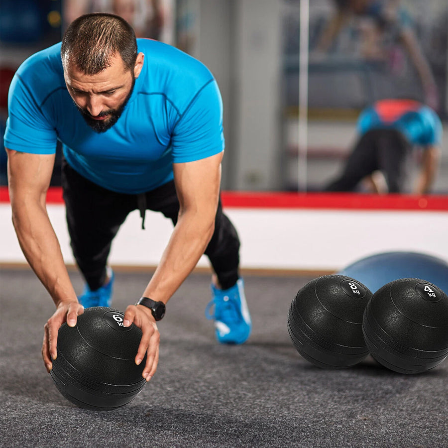 Heavy-Duty Slam Balls (3kg–25kg) – No-Bounce Rubber Medicine Balls with Textured Grip – Core Strength Training Equipment