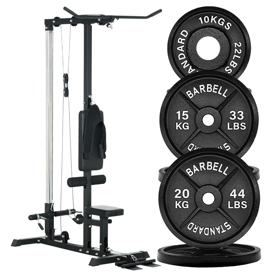 LAT Pulldown Machine with Dual Pulley – Adjustable Seat, Full Back & Arm Workout – Space-Saving Home Gym Station