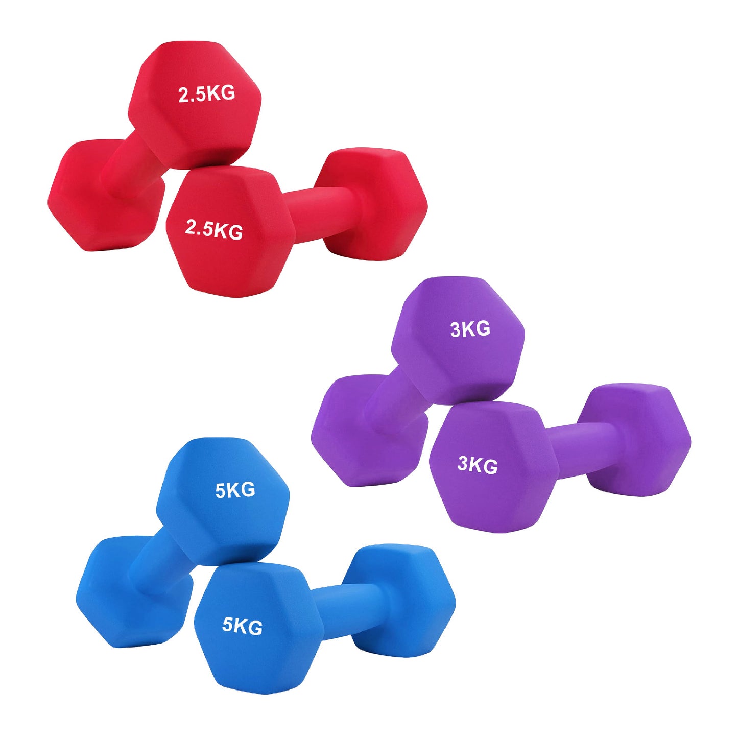 Anti-Roll Neoprene Dumbbells – Non-Slip Hex Design with Soft Grip – Home Workout Weights for Full Body Training – Singles, Pairs & Sets