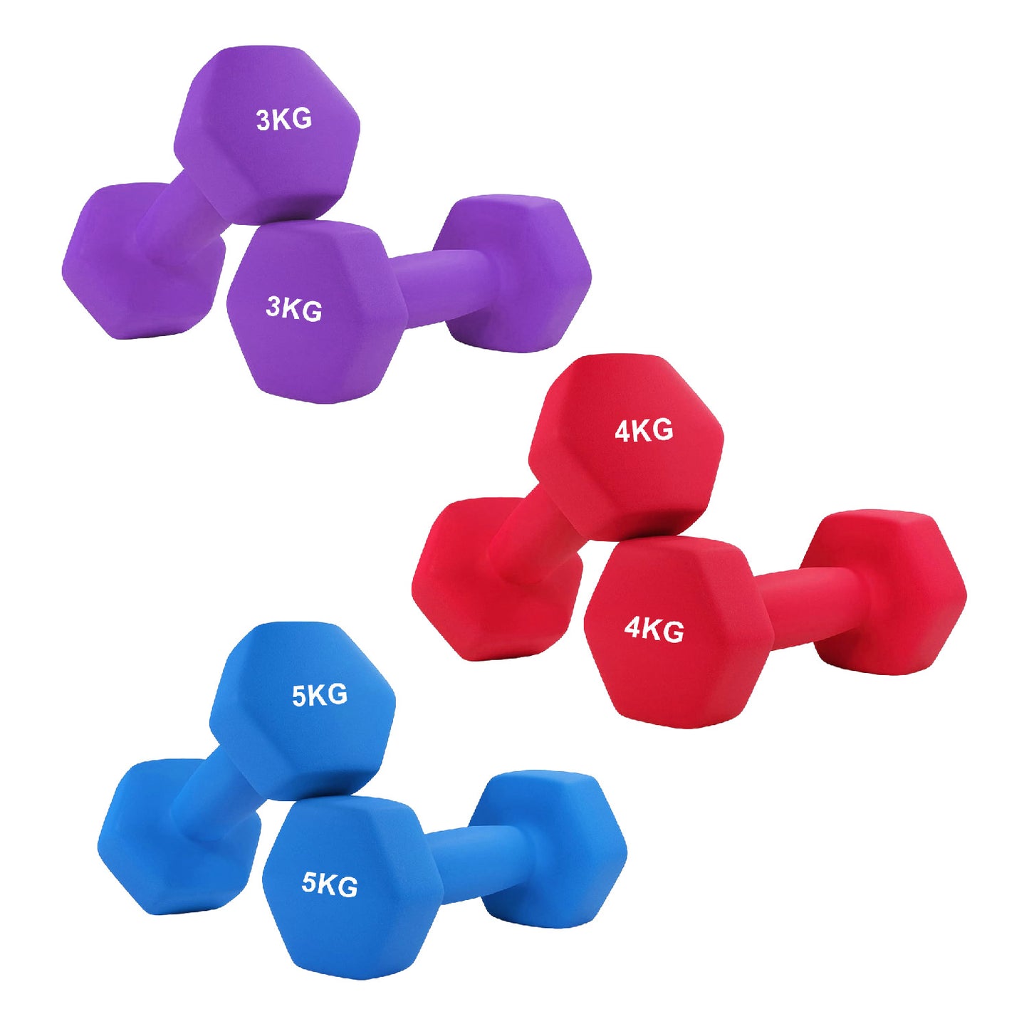 Anti-Roll Neoprene Dumbbells – Non-Slip Hex Design with Soft Grip – Home Workout Weights for Full Body Training – Singles, Pairs & Sets