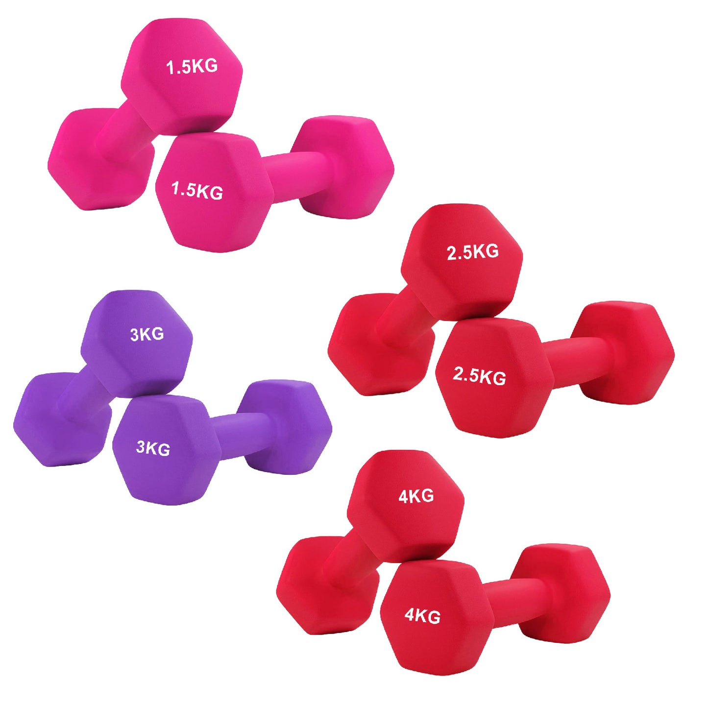 Anti-Roll Neoprene Dumbbells – Non-Slip Hex Design with Soft Grip – Home Workout Weights for Full Body Training – Singles, Pairs & Sets