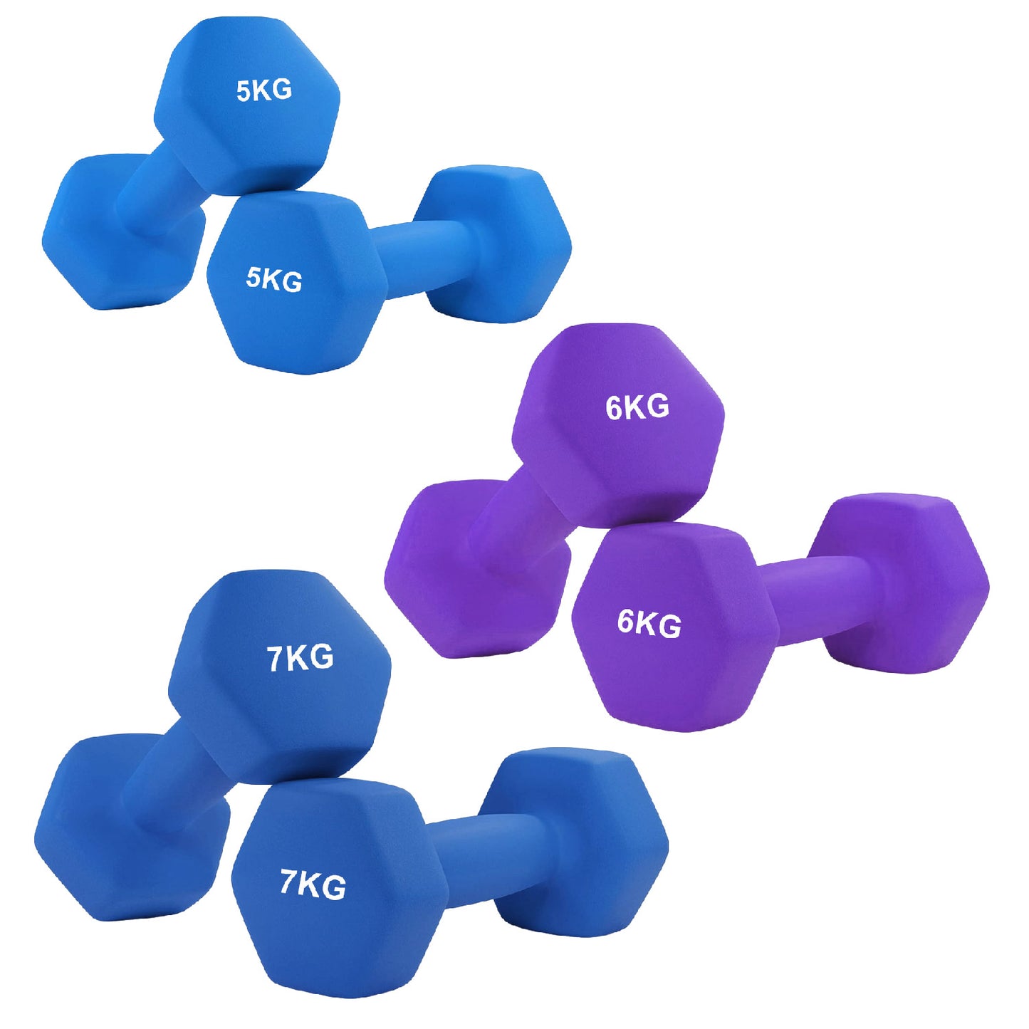 Anti-Roll Neoprene Dumbbells – Non-Slip Hex Design with Soft Grip – Home Workout Weights for Full Body Training – Singles, Pairs & Sets