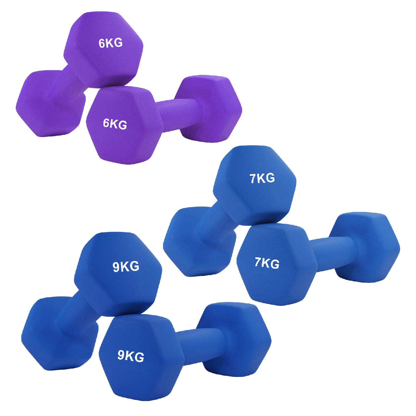 Anti-Roll Neoprene Dumbbells – Non-Slip Hex Design with Soft Grip – Home Workout Weights for Full Body Training – Singles, Pairs & Sets